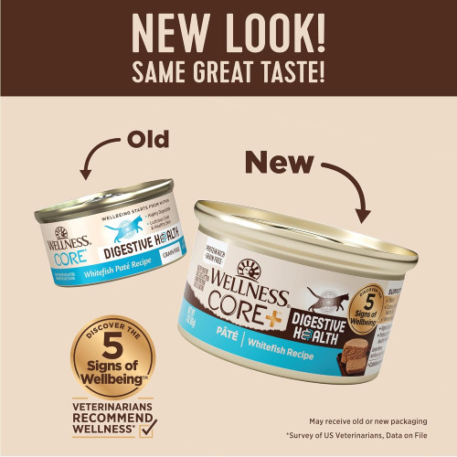 (新包裝 升級版) Wellness CORE Digestive Health Pate Whitefish Recipe 3oz 消化易系列 無穀物全貓主食罐 白魚配方 (無卡拉膠) (6124)